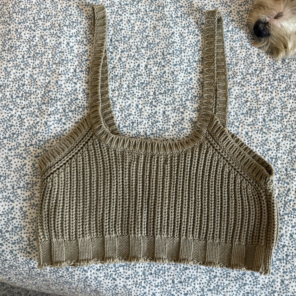 Glassons Tan Ribbed Crop Tank Top
